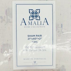 AMALIA HOME COLLECTION LILI FLORAL SILK BLEND‎ JACQUARD SHAM PAIR KING SIZE
